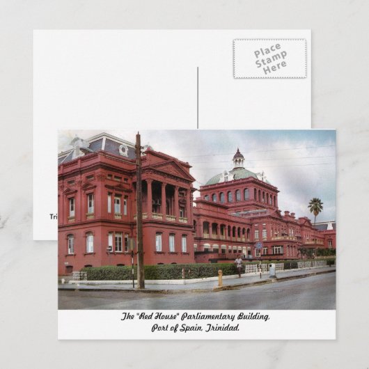 Het "Rode Huis", de haven van Spanje, het Briefkaa Briefkaart (Voorkant / Achterkant)