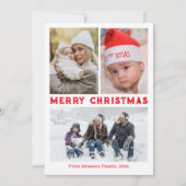 het rode kerstscript drie foto ' s collage notitiekaartje (Voorkant)