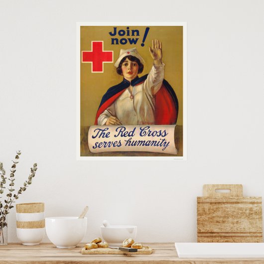 Het Rode Kruis dient de mensheid - Doe nu mee Poster (Keuken)