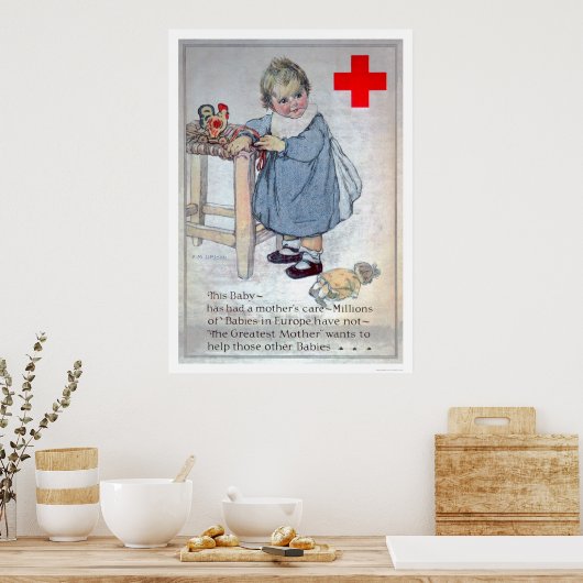 Het Rode Kruis helpt de baby's in Europa (US00153) Poster (Keuken)