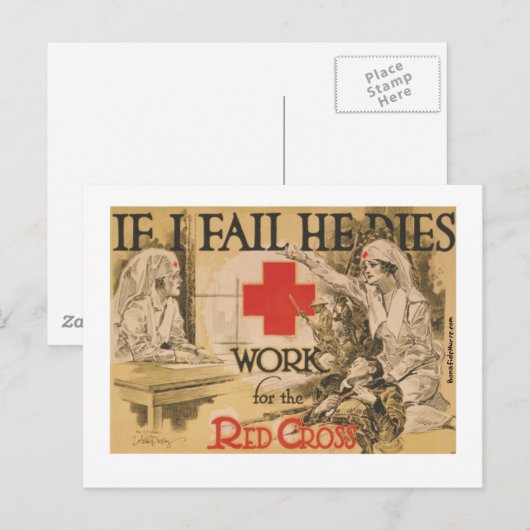 Het Rode Kruis Poster - als ik het mis, sterft hij Briefkaart (Voorkant / Achterkant)
