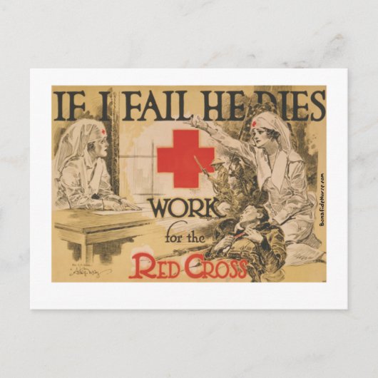 Het Rode Kruis Poster - als ik het mis, sterft hij Briefkaart (Voorkant)