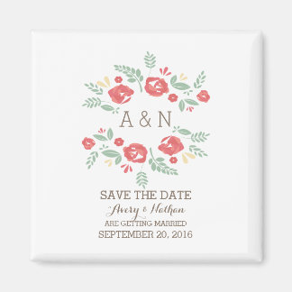 Het Rode Land Floral Monogram sparen de Datum Magn Magneet