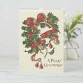 Het Rode Lint Winterberry van het Vorkbeen van de Feestdagenkaart (Staand voorkant)