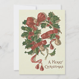 Het Rode Lint Winterberry van het Vorkbeen van de Feestdagenkaart