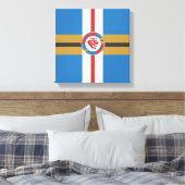 Het rode lion-omhuld canvas afdruk (Insitu (Slaapkamer))