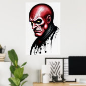 Het Rode Man met gele ogen | AI Art Poster (Thuiskantoor)
