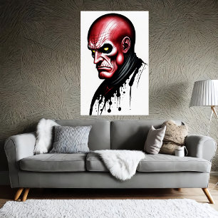 Het Rode Man met gele ogen   AI Art Poster