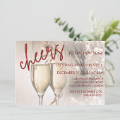 Het Rode Manuscript van Glitter nieuwjaars Uitnodi (Staand voorkant)