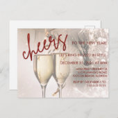 Het Rode Manuscript van Glitter nieuwjaars Uitnodi Briefkaart (Voorkant / Achterkant)