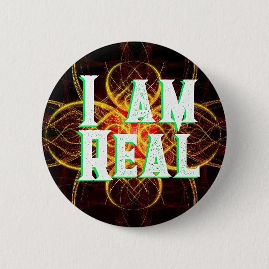 Het rode medaillon dat ik echt ben ronde button 5,7 cm (Voorkant)
