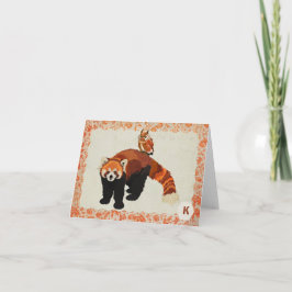 Het rode Monogram Notecard van de Panda & van de Notitiekaartje