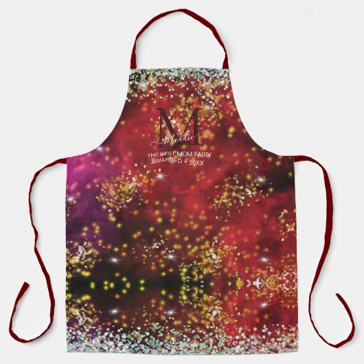 Het rode monogram van de sparkle glittery glittery schort (Voorkant)