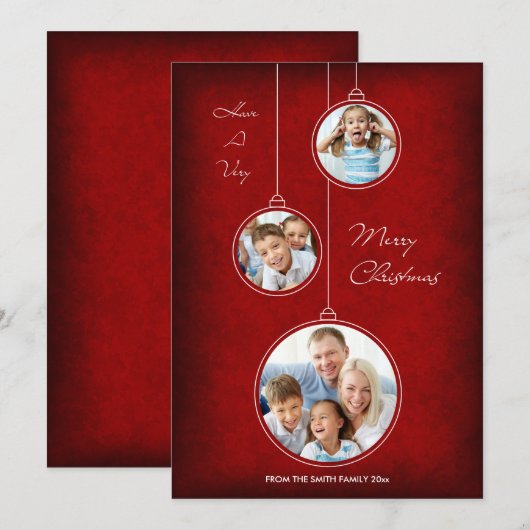 Het Rode Ornament van de Kaart van de Foto van de (Voorkant / Achterkant)