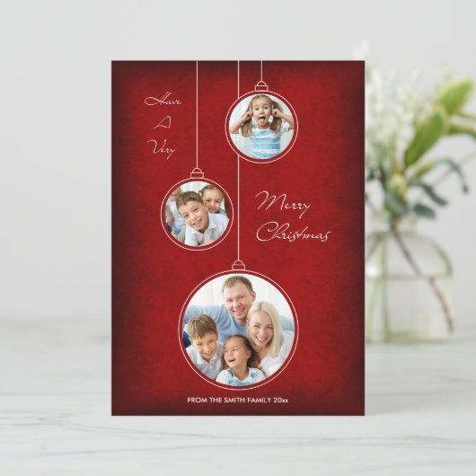 Het Rode Ornament van de Kaart van de Foto van de (Staand voorkant)