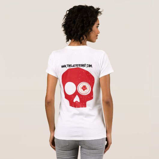 Het Rode Schedel Ontwerp van de Vrouw T-shirt (Achterkant volledig)
