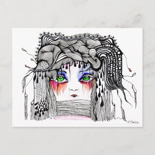 Het rode scheermeisje briefkaart (Voorkant)