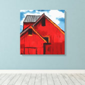 Het rode Schuurschilderen Canvas Afdruk (Insitu (Houten vloer))