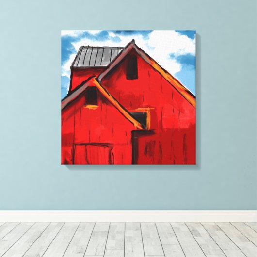 Het rode Schuurschilderen Canvas Afdruk (Insitu (Houten vloer))