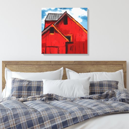 Het rode Schuurschilderen Canvas Afdruk (Insitu (Slaapkamer))