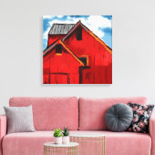 Het rode Schuurschilderen Canvas Afdruk (Insitu (Woonkamer))