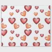 Het Rode Sinaasappel van het Patroon van het hart  Cadeaupapier (Vlak)