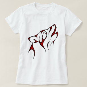 Het rode StammenHoofd van de Wolf T-shirt