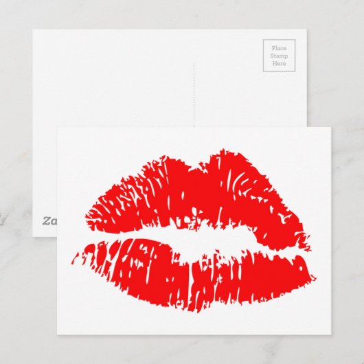 Het rode Teken van de Kus van de Lippenstift Briefkaart (Voorkant / Achterkant)