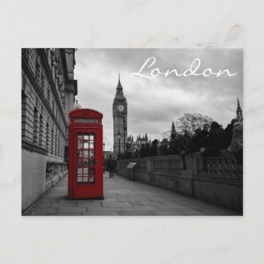 Het rode telefoonvakje in de tekst van Londen brie Briefkaart (Voorkant)