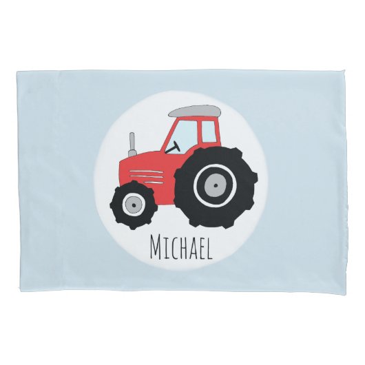 Het rode trekkerpatroon van de jongen met de naam  kussensloop (Voorkant-Links)