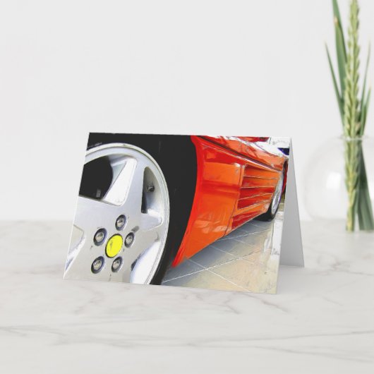 Het rode wenskaart van de Sportwagen Kaart (Voorkant)