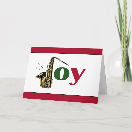 Het Rode Wit van de Vreugde van de saxofoon Feestdagen Kaart (Voorkant)