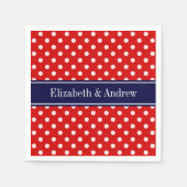 Het rode Witte Monogram van het Lint van Stippen Servetten (Voorkant)