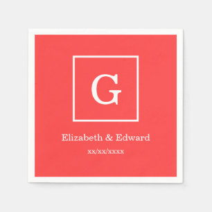 Het Rode Witte Ontworpen Aanvankelijke Monogram Servet