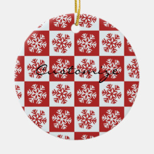 Het rode/witte patroon Thunder_Cove van de Keramisch Ornament