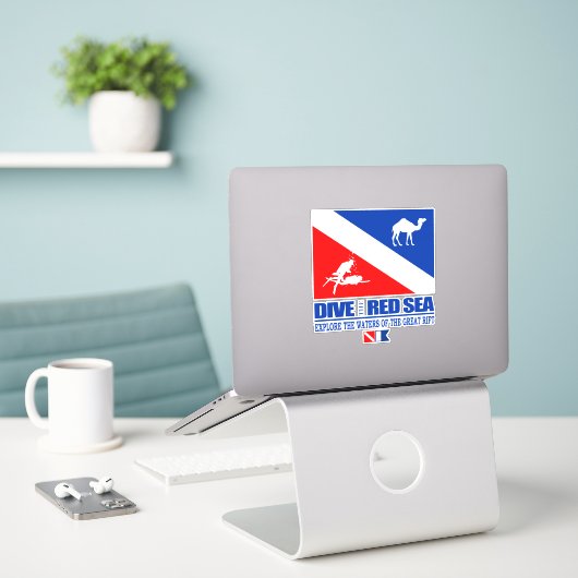 Het rode Zee duiken (sq) Sticker (Laptop op bureau)