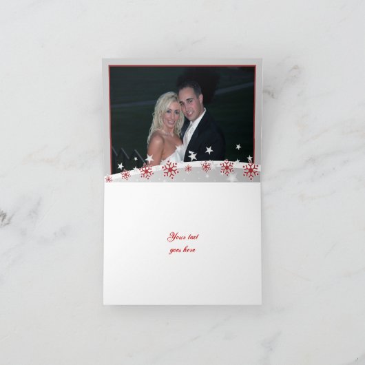 Het rode, zilveren grijze de winterhuwelijk dankt bedankkaart (Binnen)