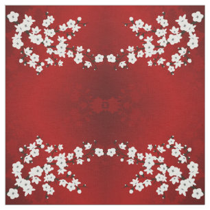 Het rode Zwart-witte Patroon van de Bloesem van de Stof