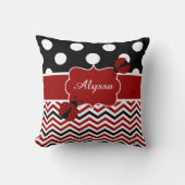 Het Rode Zwarte Gepersonaliseerde Hoofdkussen van Kussen (Voorkant)