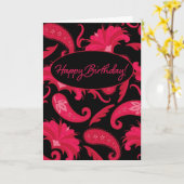 Het rode & Zwarte Wenskaart van de Verjaardag van Kaart (Gele Bloem)