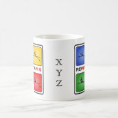 Het roeien om vier kleuren gepersonaliseerde initi koffiemok (Center)