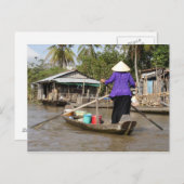 Het roeien van een boot in Mekong Delta, Vietnam Briefkaart (Voorkant / Achterkant)