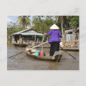 Het roeien van een boot in Mekong Delta, Vietnam Briefkaart (Voorkant)