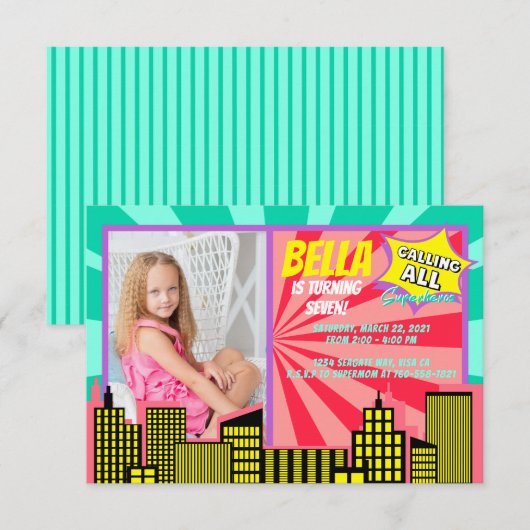 Het roepen van Al Superheles Girl Power Superheld- Kaart (Voorkant / Achterkant)