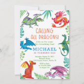 Het roepen van alle dragons verjaardagspartij kaart (Voorkant)