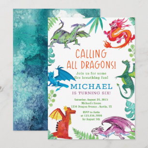Het roepen van alle dragons verjaardagspartij kaart