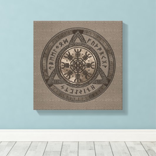 Het roer van ontzag bruin leer en goud canvas afdruk (Insitu (Houten vloer))