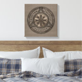 Het roer van ontzag bruin leer en goud canvas afdruk (Insitu (Slaapkamer))