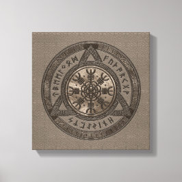 Het roer van ontzag bruin leer en goud canvas afdruk