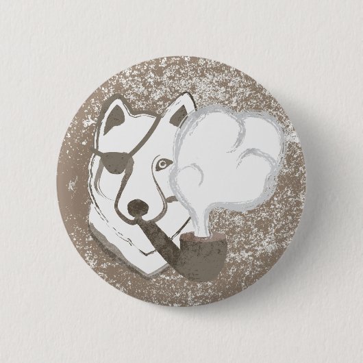 Het roken Wolf Ronde Button 5,7 Cm (Voorkant)